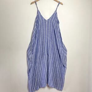 Elan Striped Summer Dress M/L Boho Swim Coverup Minimalist Lagenlook Japandi
